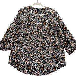 Torrid Harper‎ Georgette Pullover 3/4 Sleeve Blouse Women's Plus Size 2X Floral